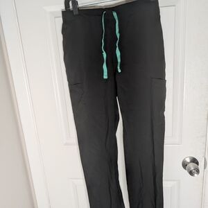 Black Scrubs Pants with Green Accents